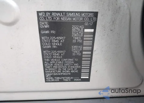 2017 Nissan Rogue S z USA, uszkodzony, nr VIN KNMAT2MV4HP561379